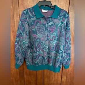Alfred Dunner Teal and Purple Polo Shirt